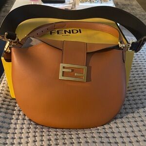 Fendi Small  Leather Croissant Hobo  Bag